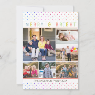 Cartes Pour Fêtes Annuelles Whimss6 Photo Merry Bright Rainbow Pois