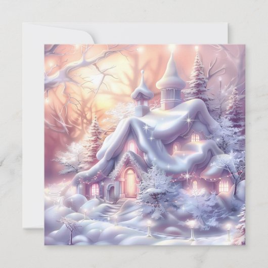 Cartes Pour Fêtes Annuelles Whimsski Winter Wonderland House Noël (Devant)