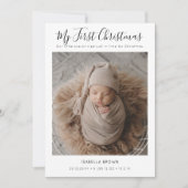Cartes Pour Fêtes Annuelles Whimsy Script Baby's First Christmas Photo Card (Devant)
