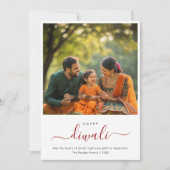 Cartes Pour Fêtes Annuelles Whimsy Script Diwali Famille Photo Célébration (Devant)