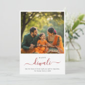 Cartes Pour Fêtes Annuelles Whimsy Script Diwali Famille Photo Célébration (Debout devant)