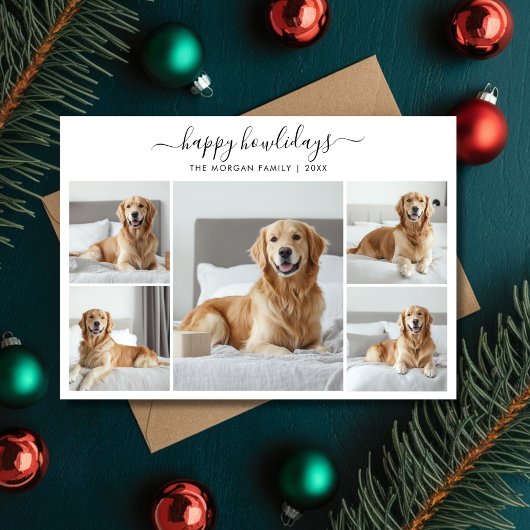 Cartes Pour Fêtes Annuelles Whimsy Script Happy Howlidays Chien 5 Photo Collag