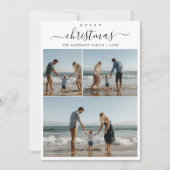 Cartes Pour Fêtes Annuelles Whimsy Script Maritime Beach Photo de Noël (Devant)