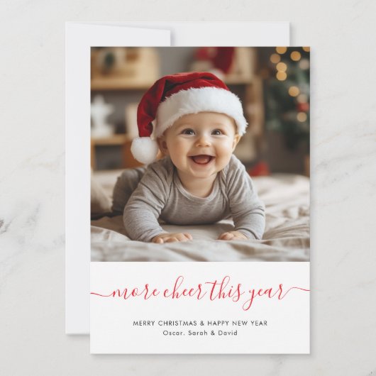 Cartes Pour Fêtes Annuelles Whimsy Script Plus Cheveux Cette Année Bébé Noël (Devant)