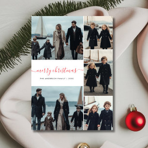 Cartes Pour Fêtes Annuelles Whimsy Script Red Christmas Nautical Coastal Photo