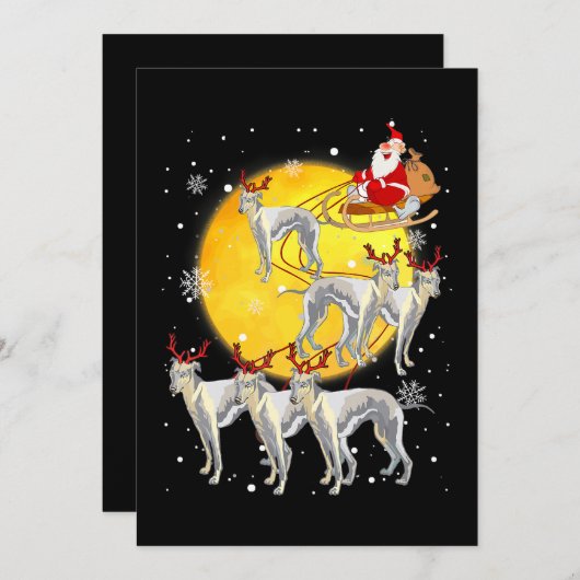 Cartes Pour Fêtes Annuelles Whippet Reindeer Noël drôle Père Noël Whippet (Devant / Derrière)