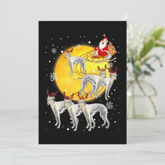 Cartes Pour Fêtes Annuelles Whippet Reindeer Noël drôle Père Noël Whippet (Debout devant)