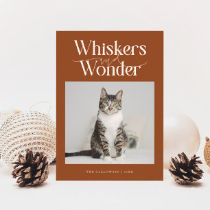 Cartes Pour Fêtes Annuelles Whiskers & Wonder Cat Photo en terre cuite Noël
