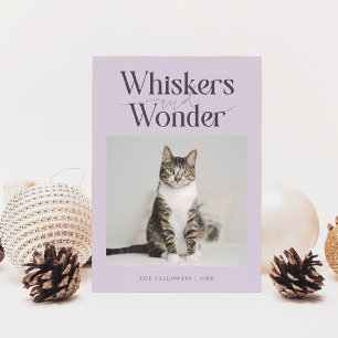 Cartes Pour Fêtes Annuelles Whiskers & Wonder Chat Photo Violet Noël