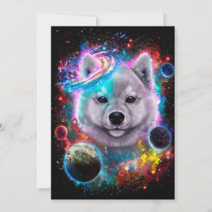 Cartes Pour Fêtes Annuelles White Akita Dog Space Galaxy
