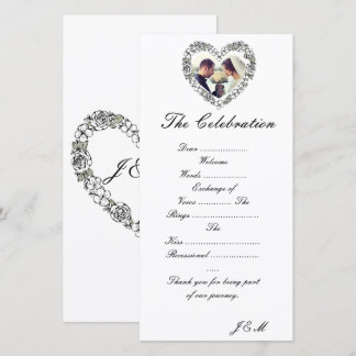 Cartes Pour Fêtes Annuelles White and Black Wedding Program & Celebration 