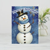 Cartes Pour Fêtes Annuelles White Christmas Snowman (Debout devant)