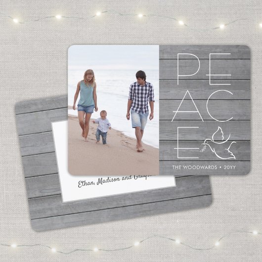 Cartes Pour Fêtes Annuelles White Dove Modern Unique Peace 1 Photo Grey Wood