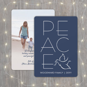 Cartes Pour Fêtes Annuelles White Dove Moderne Unique Paix 1 Photo Marine Bleu