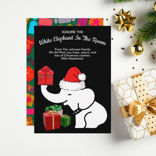 Cartes Pour Fêtes Annuelles White Elephant Noël Famille Salutation