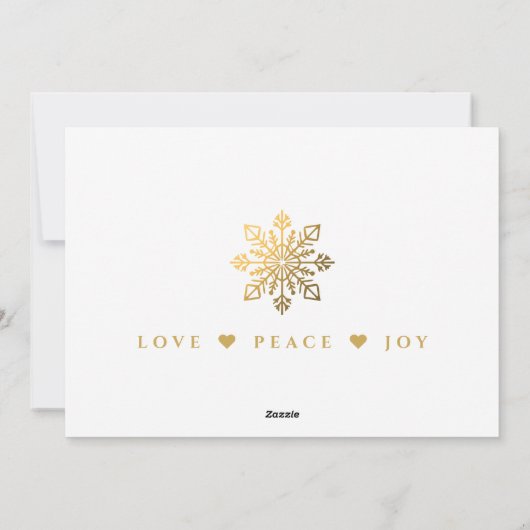 Cartes Pour Fêtes Annuelles White & Gold SnowFlake 3 Photo Collage Noël (Dos)