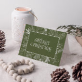 Cartes Pour Fêtes Annuelles White & Green Christmas Botanical Line Art Photo H