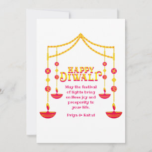 Cartes Pour Fêtes Annuelles White Happy Diwali