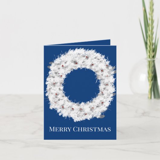 Cartes Pour Fêtes Annuelles White Holiday Wreath (Devant)