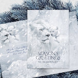 Cartes Pour Fêtes Annuelles White Lion & Cub on Ice & Snow, Magic Christmas -<br><div class="desc">Send your friends and wildlife lovers magical Christmas greetings with our all-over printed, personalized Holiday card, beautifully decorated with a majestic white lion and his cute cub on snow and ice on the front, and the inner pages and backside coming with a matching icy winter background. You can personalize the...</div>