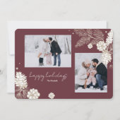 Cartes Pour Fêtes Annuelles White Pine Cones 2 Photo Holiday Greeting Card (Devant)