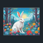 Cartes Pour Fêtes Annuelles White Rabbit with Forest Flowers Nature<br><div class="desc">Nature illustration with rabbit,  forest and flowers</div>