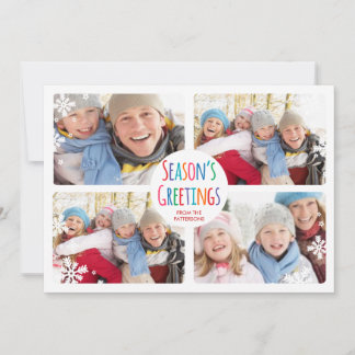 Cartes Pour Fêtes Annuelles White Snowfall Joyeux Noël Photo Collage Card