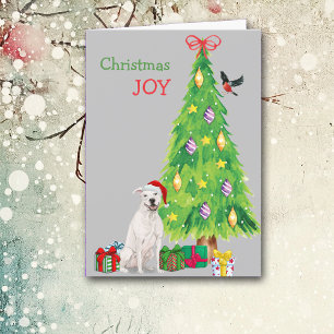 Cartes Pour Fêtes Annuelles White Staffordshire Terrier et Holiday Tree