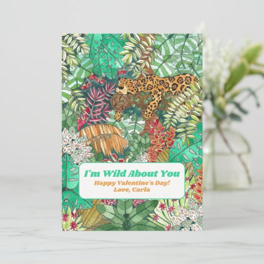 Cartes Pour Fêtes Annuelles Wild About You Jungle Valentine's Day Holiday Card (Debout devant)