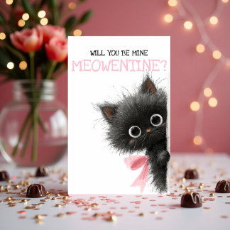Cartes Pour Fêtes Annuelles Will You Be Mine Meowentine? Cute Valententine's 