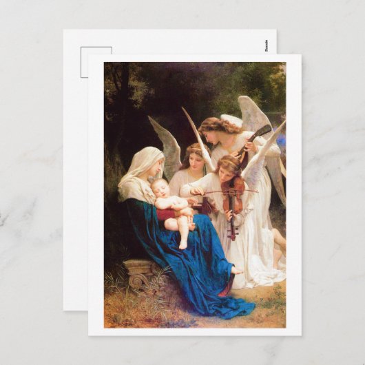 Cartes Pour Fêtes Annuelles William-Adolphe Bouguereau CHANSON D'ANGES 1881 (Devant / Derrière)