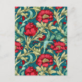 Cartes Pour Fêtes Annuelles William Morris Motif inspiré des fleurs rouges (Devant)