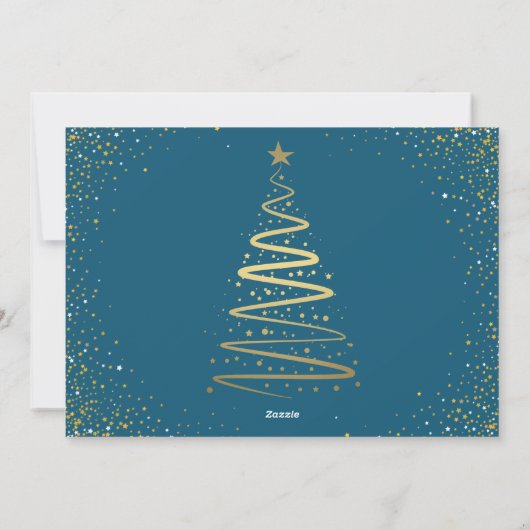 Cartes Pour Fêtes Annuelles Winter Blue Gold Parties scintillant Joyeux Noël P (Dos)