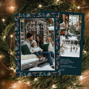 Cartes Pour Fêtes Annuelles Winter Botanicals Coquette Bow Photo élégante