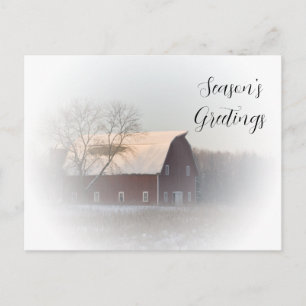 Cartes Pour Fêtes Annuelles Winter Country Grange Joyeuses Fêtes d'affaires