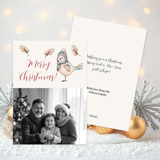 Cartes Pour Fêtes Annuelles Winter Cute Sparrow Illustration