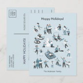 Cartes Pour Fêtes Annuelles Winter Family (Devant / Derrière)