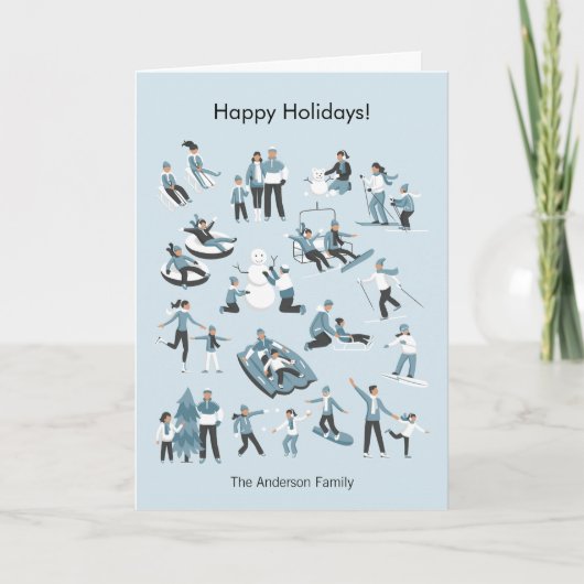 Cartes Pour Fêtes Annuelles Winter Family (Devant)