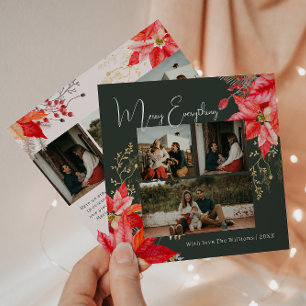 Cartes Pour Fêtes Annuelles Winter Floral Joyeux Tout Six Photo Noël