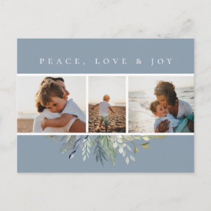 Cartes Pour Fêtes Annuelles Winter Foliage Blue Photo Collage