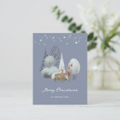 Cartes Pour Fêtes Annuelles Winter Forest Buck Doe Joyeux Noël (Debout devant)