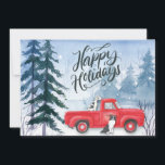 Cartes Pour Fêtes Annuelles Winter Forest Red Truck Dog Entreprise<br><div class="desc">Merci à vos clients et clients pour cette période de vacances avec une carte Happy Holidays. Aquarelle design avec une scène de forêt hivernale, camion rouge vintage et chiens amicaux. Vos clients seront ravis de ce design. Ajoutez un message de bonne volonté et de remerciement au verso de cette carte....</div>