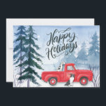 Cartes Pour Fêtes Annuelles Winter Forest Red Truck Dog Entreprise<br><div class="desc">Merci à vos clients et clients pour cette période de vacances avec une carte Happy Holidays. Aquarelle design avec une scène de forêt hivernale, camion rouge vintage et chiens amicaux. Vos clients seront ravis de ce design. Ajoutez un message de bonne volonté et de remerciement au verso de cette carte....</div>