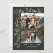 Cartes Pour Fêtes Annuelles Winter Greenery Black 2 Photo Noël (Devant)