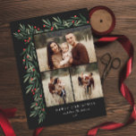 Cartes Pour Fêtes Annuelles Winter Greenery Black 3 Photo Noël<br><div class="desc">Cette élégante Winter Greenery Black 3 Photo Christmas Holiday Card est entièrement personnalisable. Vous voulez customiser encore plus ? Cliquez sur "Modifier en utilisant l'outil de conception". Cette conception fait partie d'une collection. OEuvre d'aquarelle originale peinte à la main par le designer Stacey Meacham.</div>