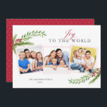 Cartes Pour Fêtes Annuelles Winter Greenery Minimum 3 photo Joy To The World<br><div class="desc">Cette carte de Noël de 3 photos offre un design minimaliste élégant accentué par la verdure de Noël aquarelle. Le message de bienvenue "Joy To The World" apparaît dans un élégant script en rouge.</div>
