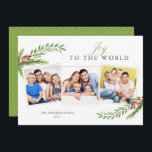 Cartes Pour Fêtes Annuelles Winter Greenery Minimum 3 photo Joy To The World<br><div class="desc">This 3 photo Christmas card offers a stylish minimum design accented with watercolor Christmas greenery. The greeting "Joy To The World" appears in elegant script ;.</div>