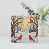 Cartes Pour Fêtes Annuelles Winter Scene | Enchanted Forest & Cardinals (Debout devant)
