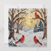 Cartes Pour Fêtes Annuelles Winter Scene | Enchanted Forest & Cardinals (Devant)
