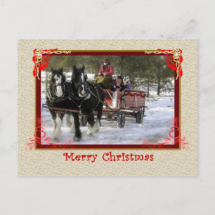Cartes Pour Fêtes Annuelles Winter Sleigh Ride, Merry Christmas Postcard
